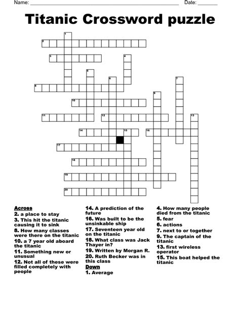 titanic crossword clue